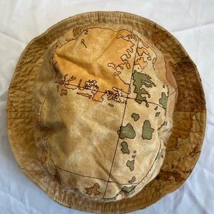 Alviero Martini Yellow Clay World Atlas's Bucket Hat Cotton Hat Sz M